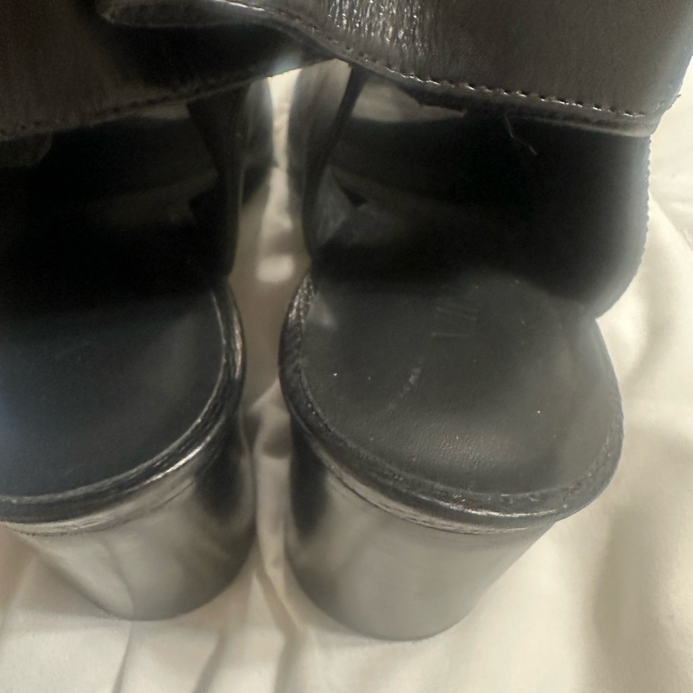 Vince Black Leather Mules with Block Heel - Picture 4 of 4